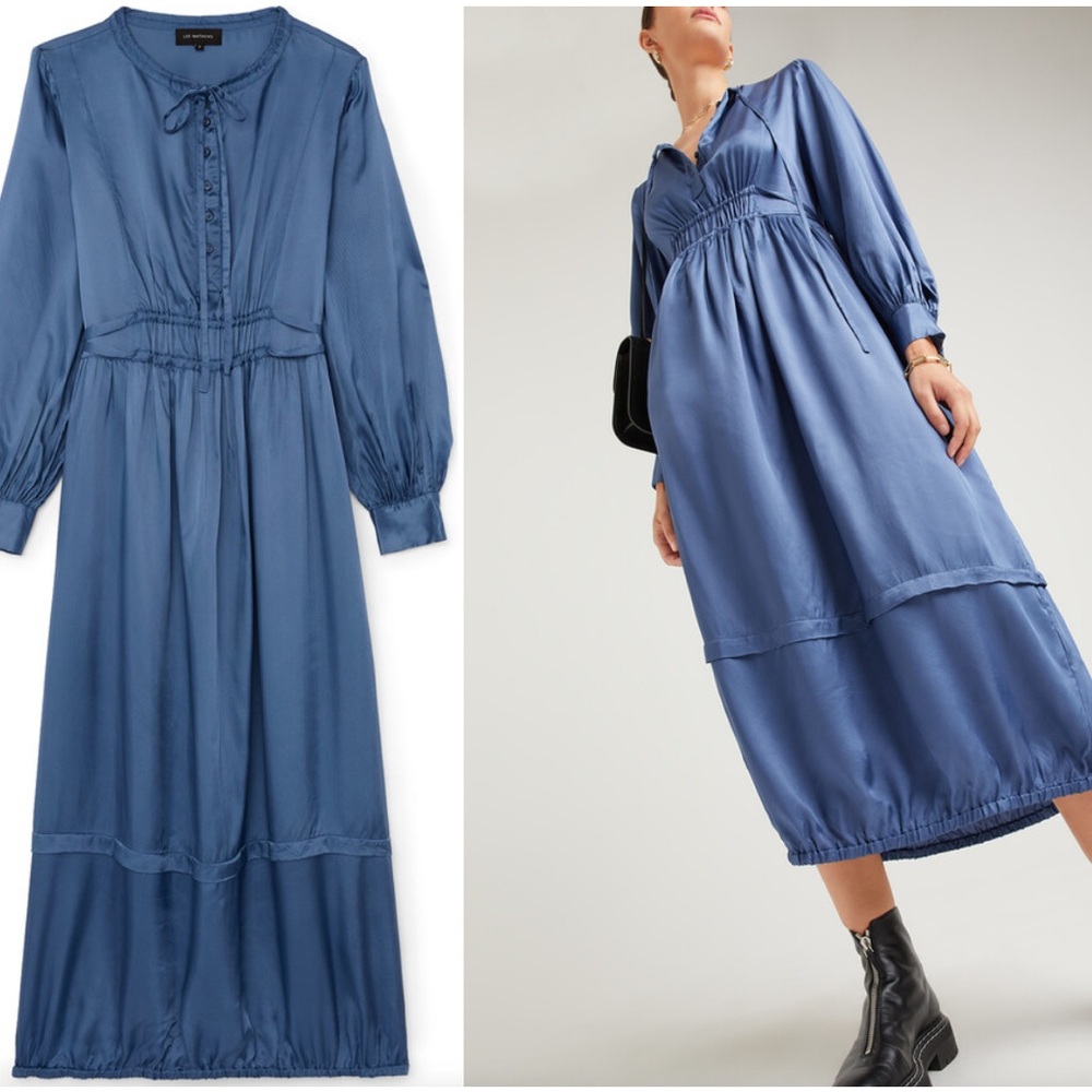 Lee Mathews Agnes Dress Size Small 1 Blue Midi Viscose